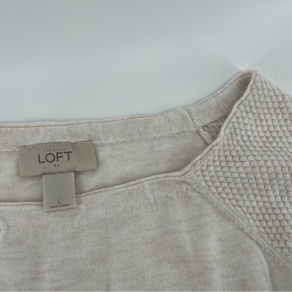 Loft Cream Knit Lightweight Sweater L - Picture 4 of 4